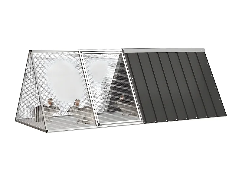 Gaiola p/ coelhos 201,5x80,5x71 cm aço galvanizado antracite PT334126