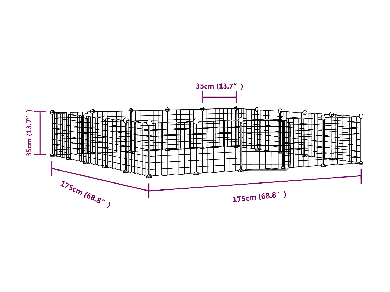 Jaula para mascotas de 20 paneles puerta acero negro 35x35 cm ES144531