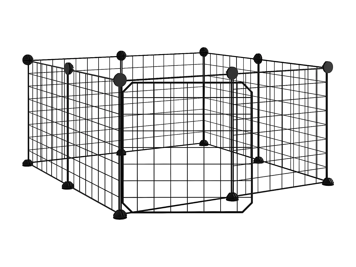Jaula para mascotas de 8 paneles con puerta acero negro 35x35cm ES726116