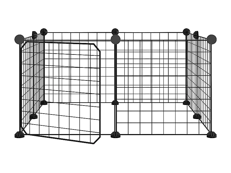 Gaiola p/ animais de 8 painéis c/ porta 35x35 cm aço preto PT125327