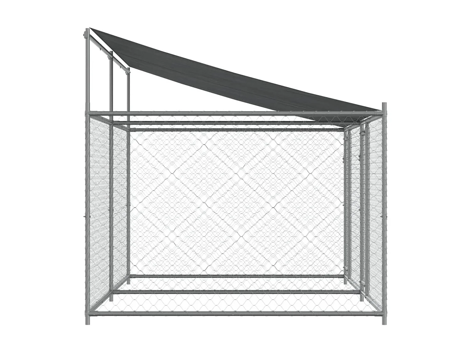 Jaula para cão com telhado/portas 4x2x2 m aço galvanizado cinza PT732533