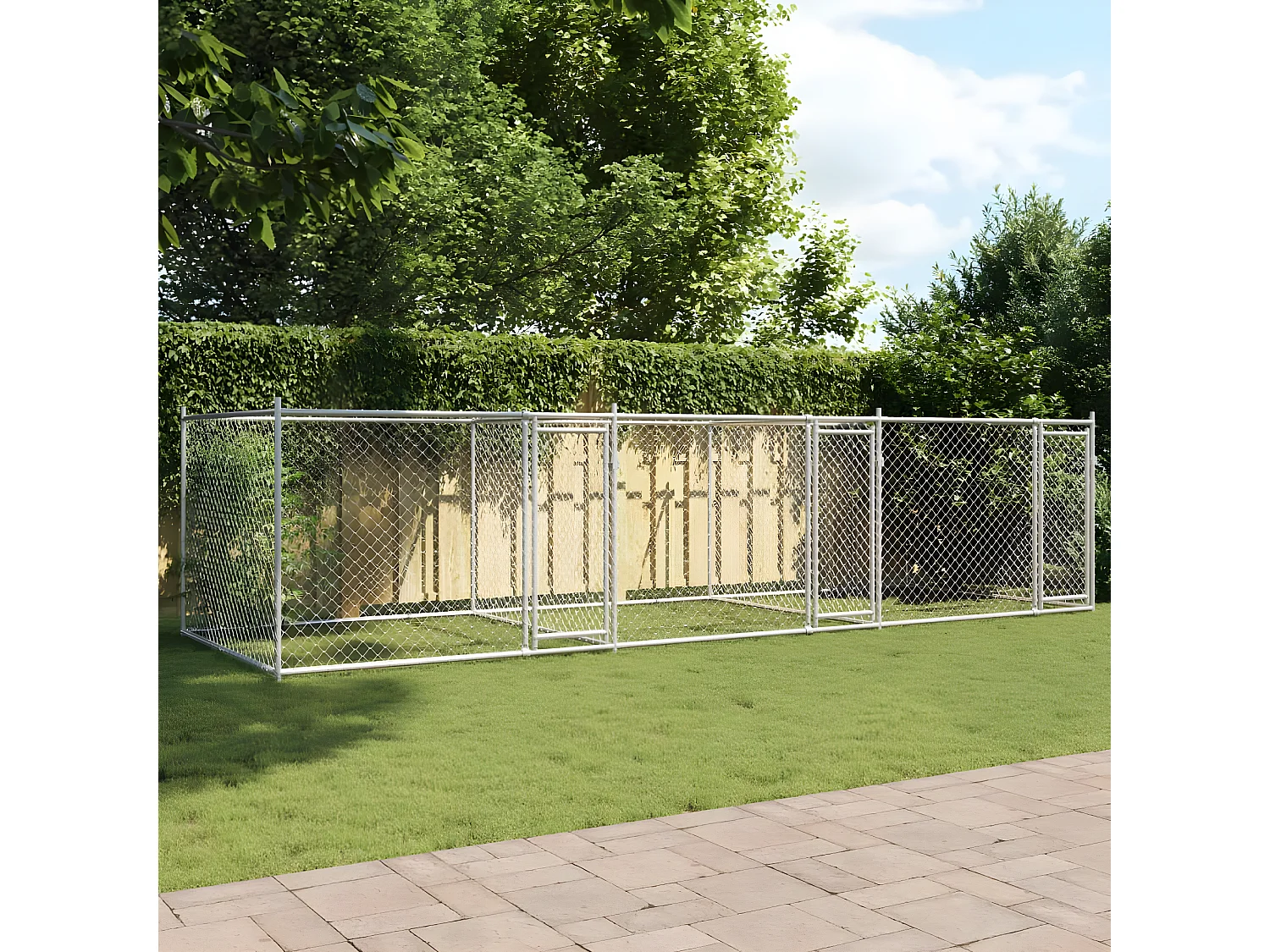 Jaula para cão com portas 6x2x1,5 m aço galvanizado cinzento PT982933