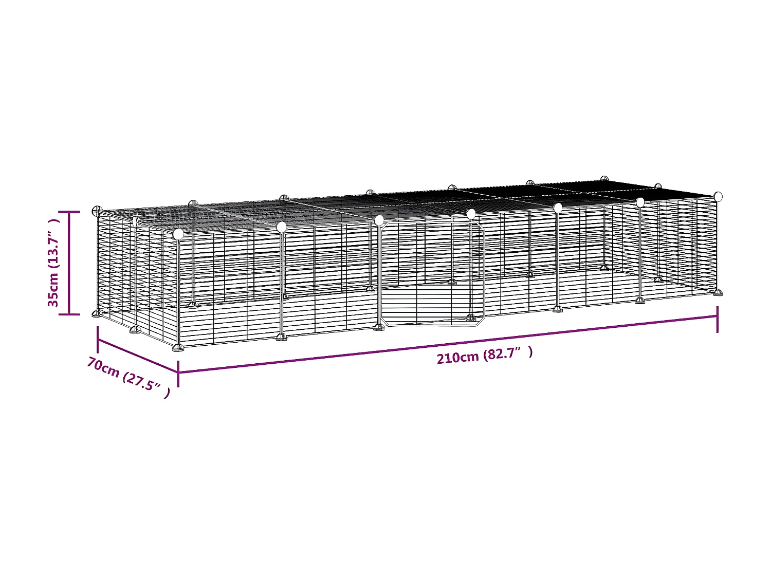 Jaula para mascotas de 28 paneles puerta acero negro 35x35 cm ES994521