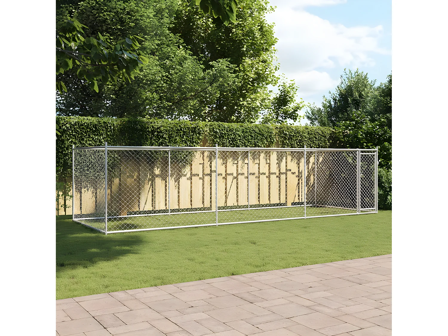 Jaula para cão com porta 6x2x1,5 m aço galvanizado cinzento PT496022