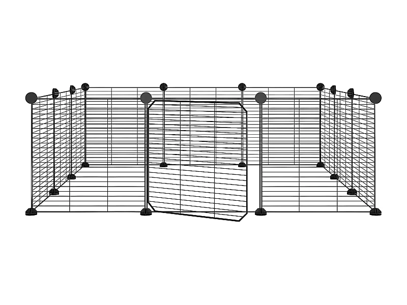 Gaiola p/ animais de 12 painéis c/porta 35x35 cm aço preto PT266935