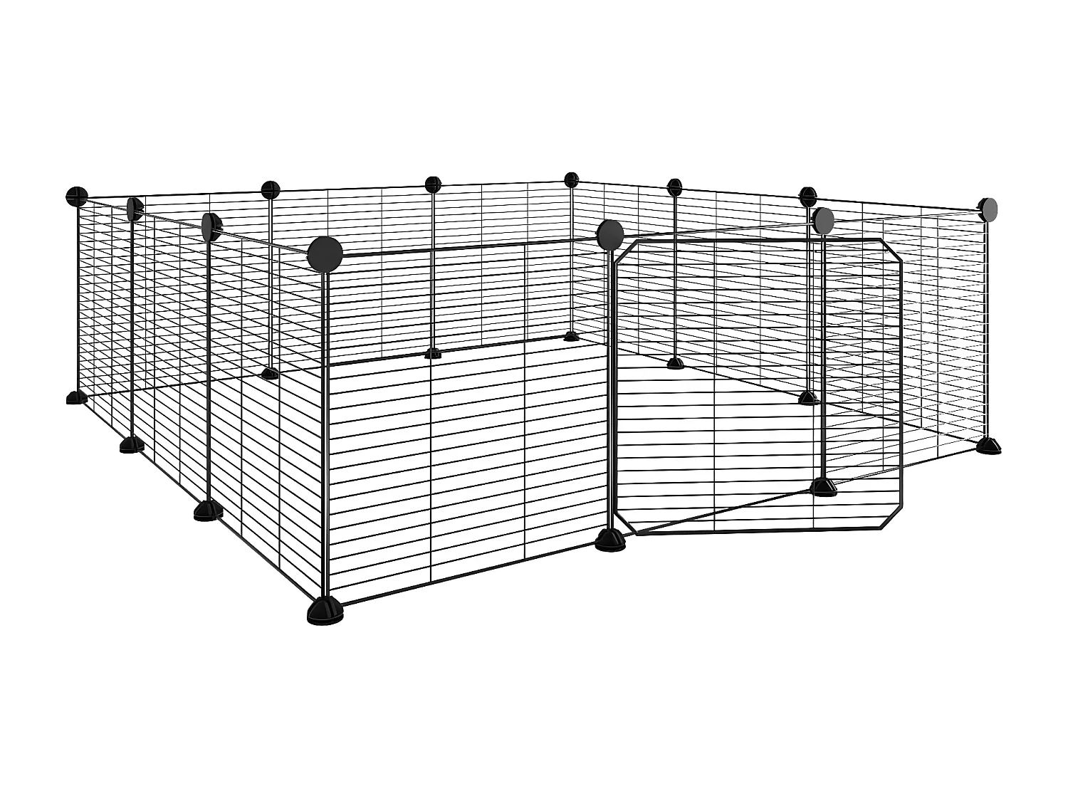 Jaula para mascotas de 12 paneles puerta acero negro 35x35cm ES419904