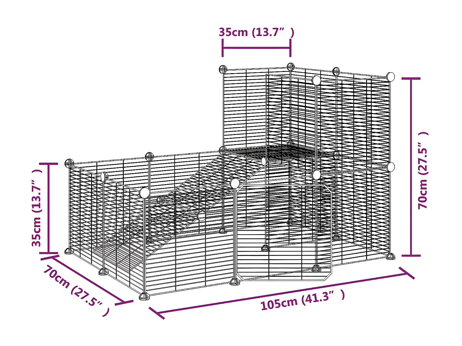 Cage animaux de compagnie à 20 panneaux et porte Noir 35x35 cm RG3Q67782