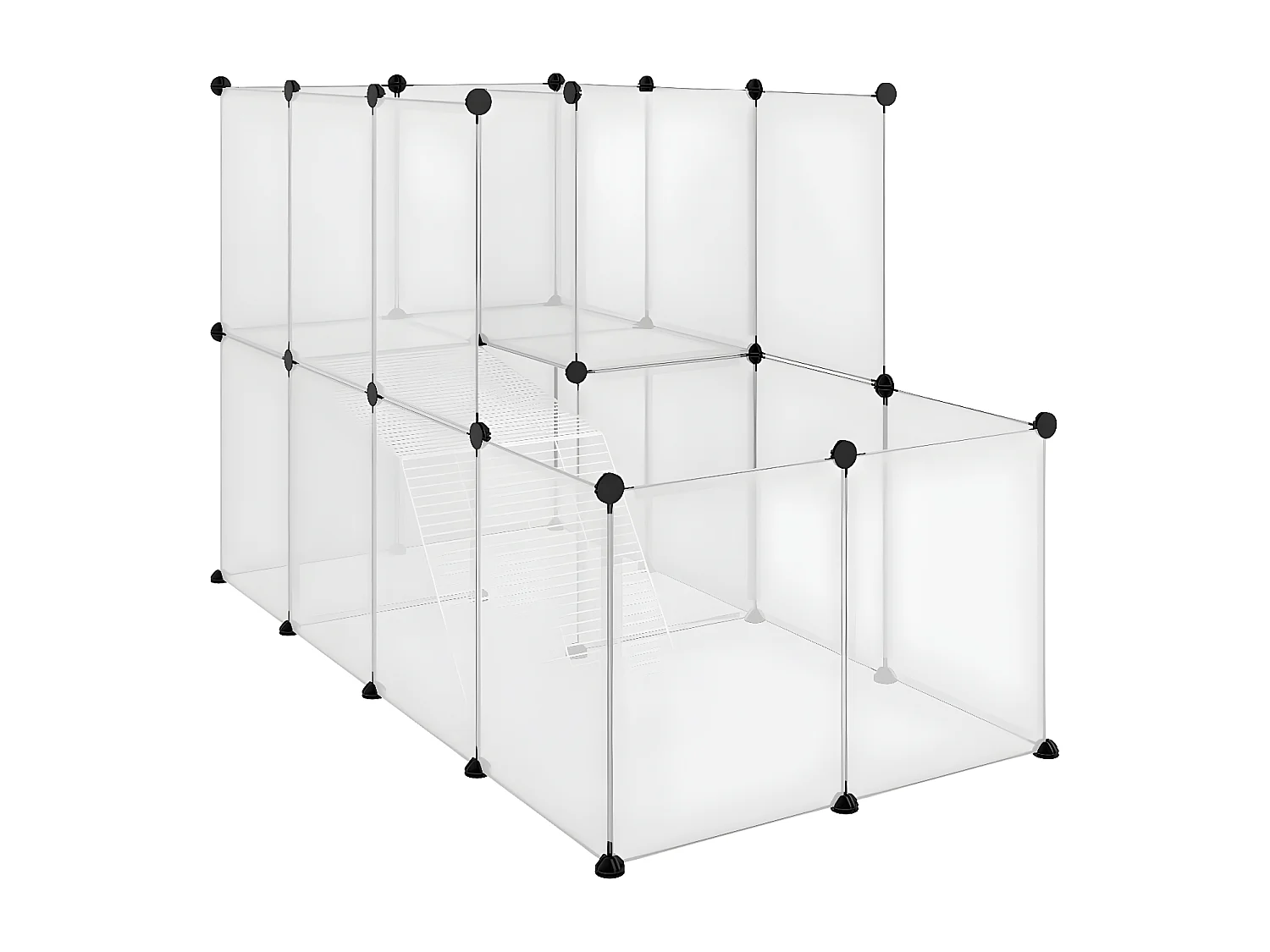 Jaula de animales pequeños PP y acero transparente 142x74x93 cm ES135607