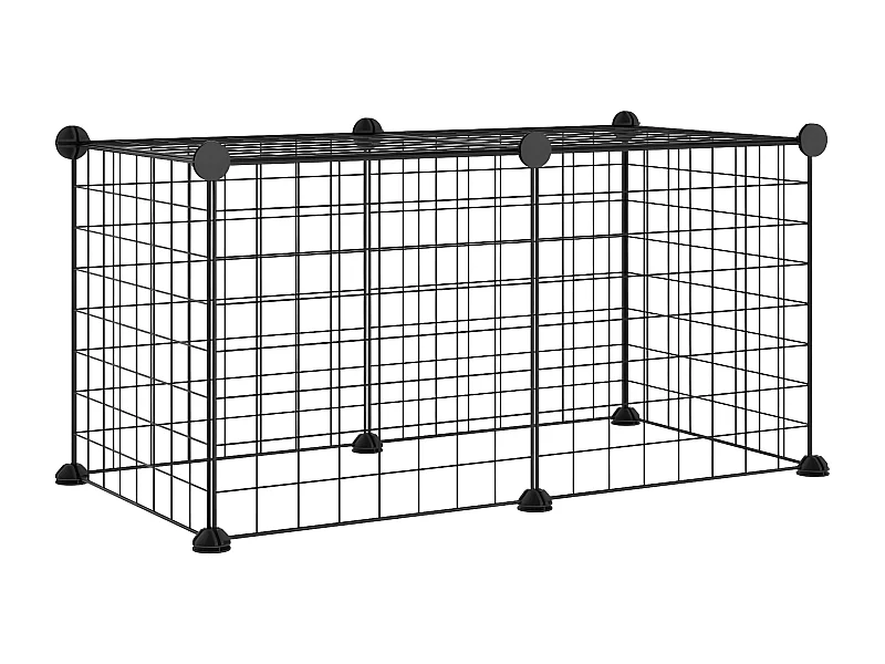 Gaiola p/ animais de estimação com 8 painéis 35x35 cm aço preto PT708124