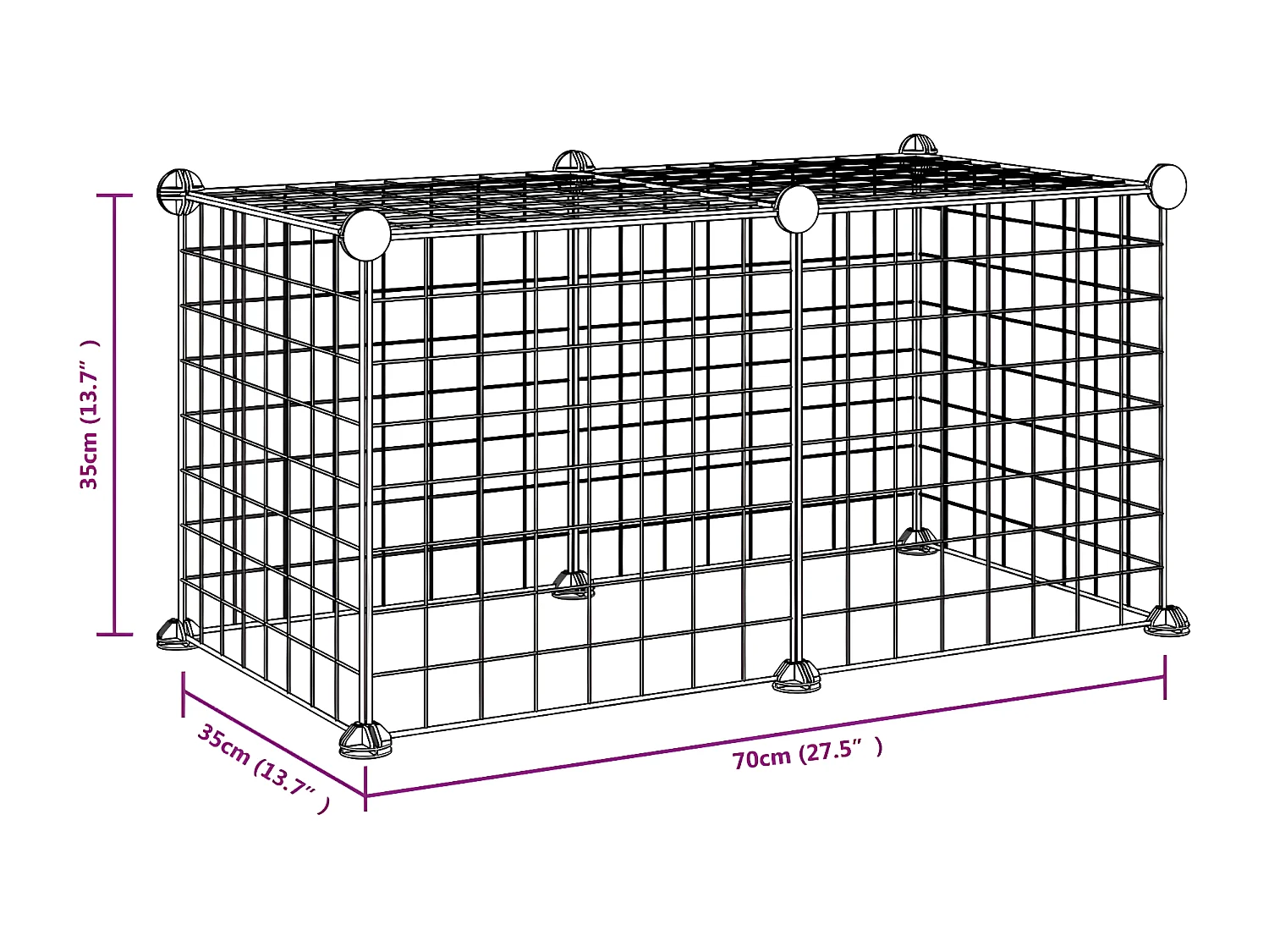 Cage animaux de compagnie à 8 panneaux Noir 35x35 cm Acier RG3Q25342