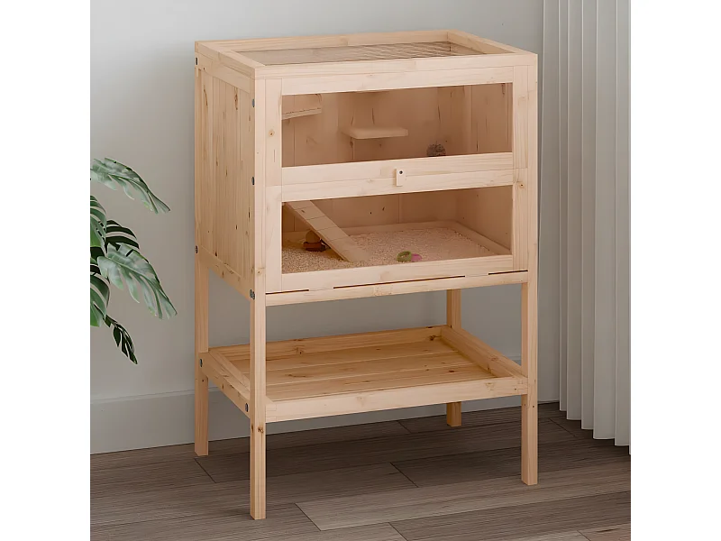 Gaiola para hamster 55x40x80 cm madeira de abeto maciça PT955518