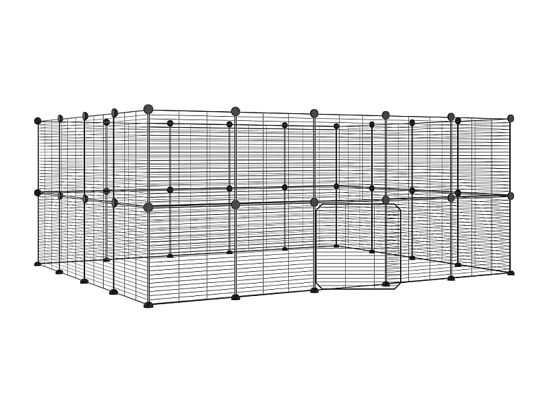 Gaiola p/ animais de 36 painéis c/ porta 35x35 cm aço preto PT486283