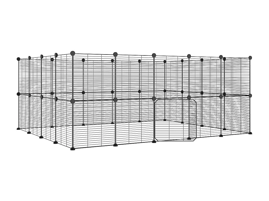 Cage animaux de compagnie à 36 panneaux et porte Noir 35x35 cm RG3Q25851