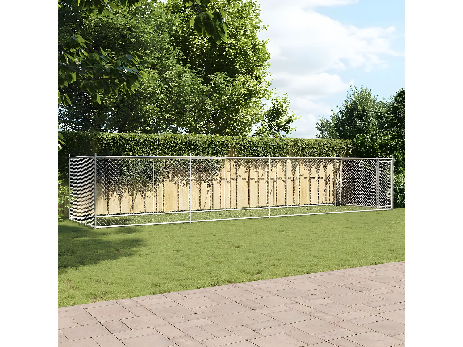 Cage pour chien avec porte gris 8x2x1,5 m acier galvanisé RG3Q90984