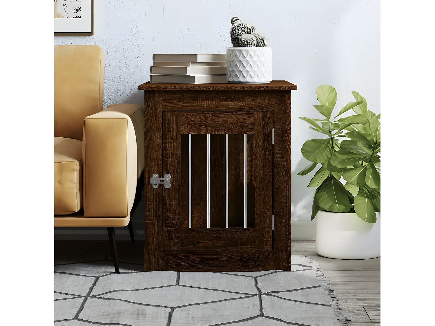 Meuble de cage pour chiens chêne marron 55x75x65 cm RG3Q17595