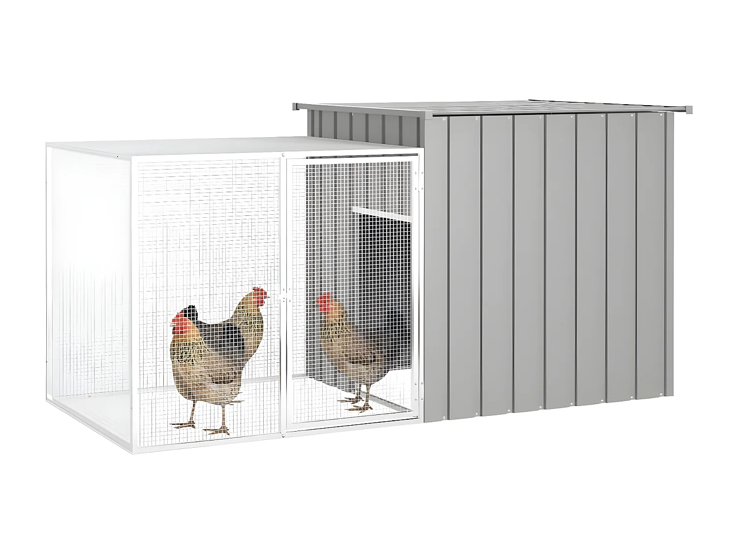 Jaula de gallinas acero galvanizado gris 200x91x100 cm ES946187