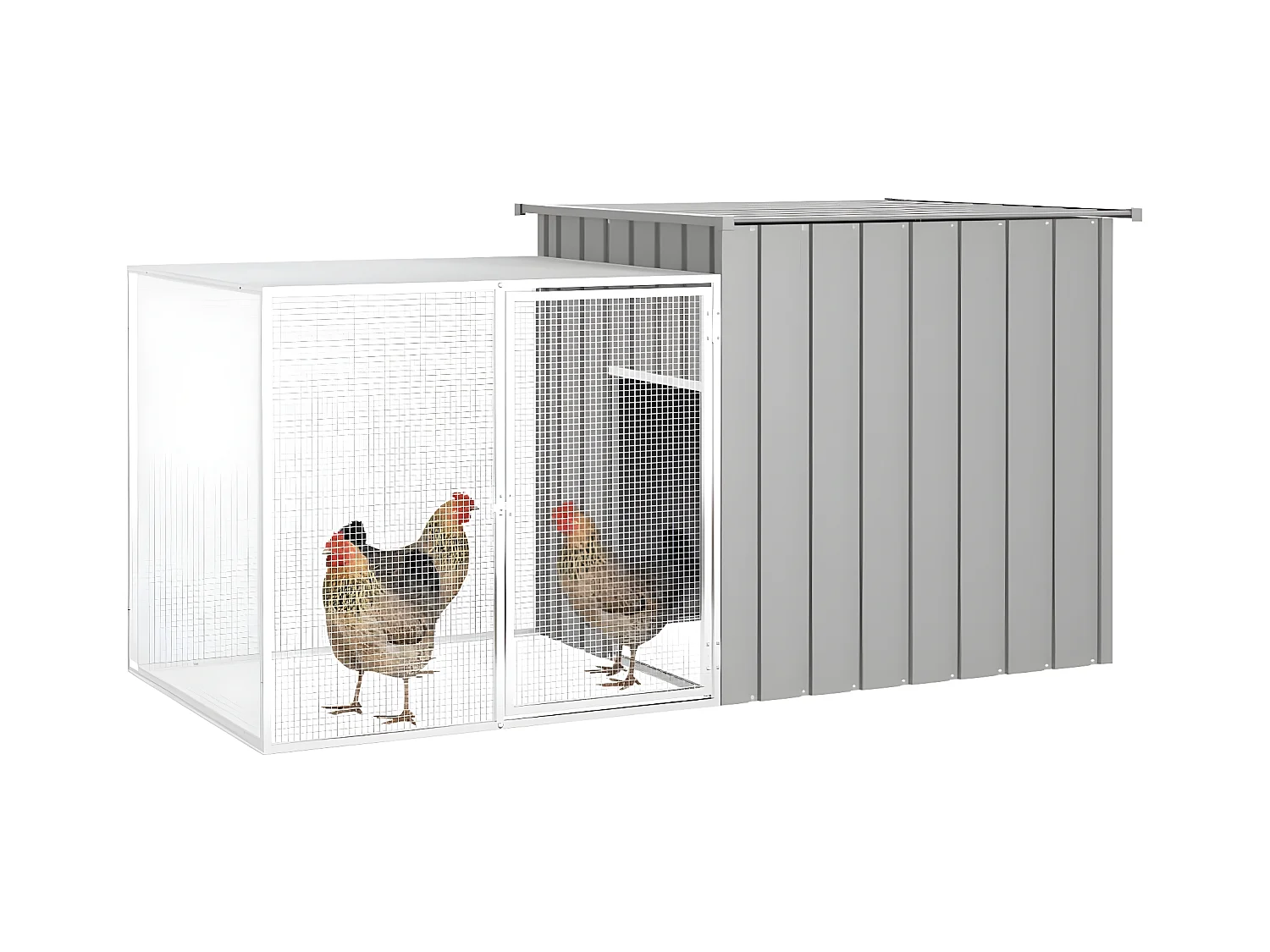 Cage pour poules Gris 200x91x100 cm Acier galvanisé RG3Q76304