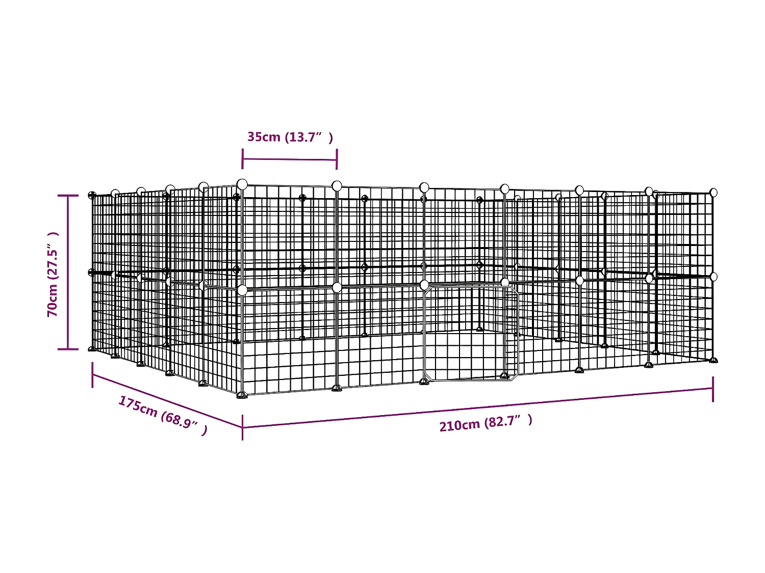 Cage animaux de compagnie à 44 panneaux et porte Noir 35x35 cm RG3Q80756