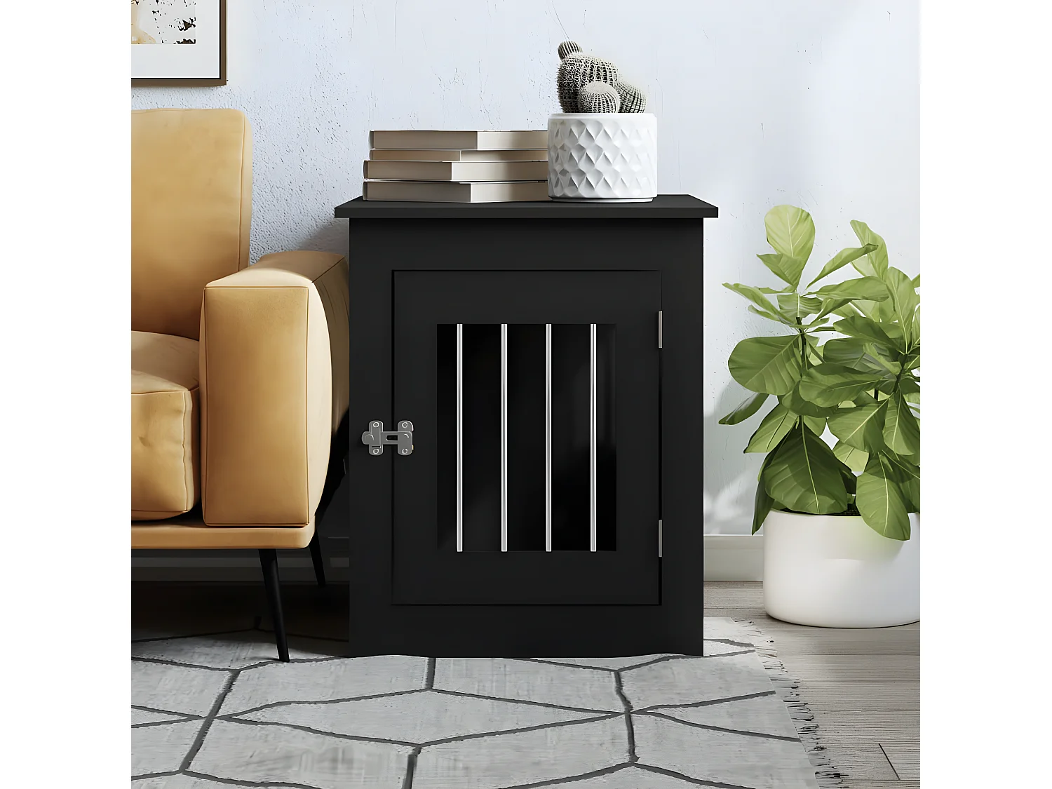 Móvel casota para cão 55x75x65 cm derivados de madeira preto PT288803