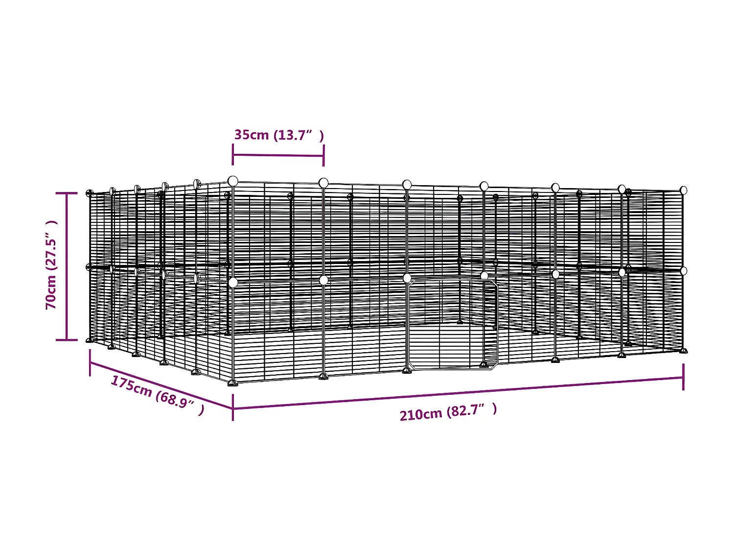 Cage animaux de compagnie à 44 panneaux et porte Noir 35x35 cm RG3Q17872