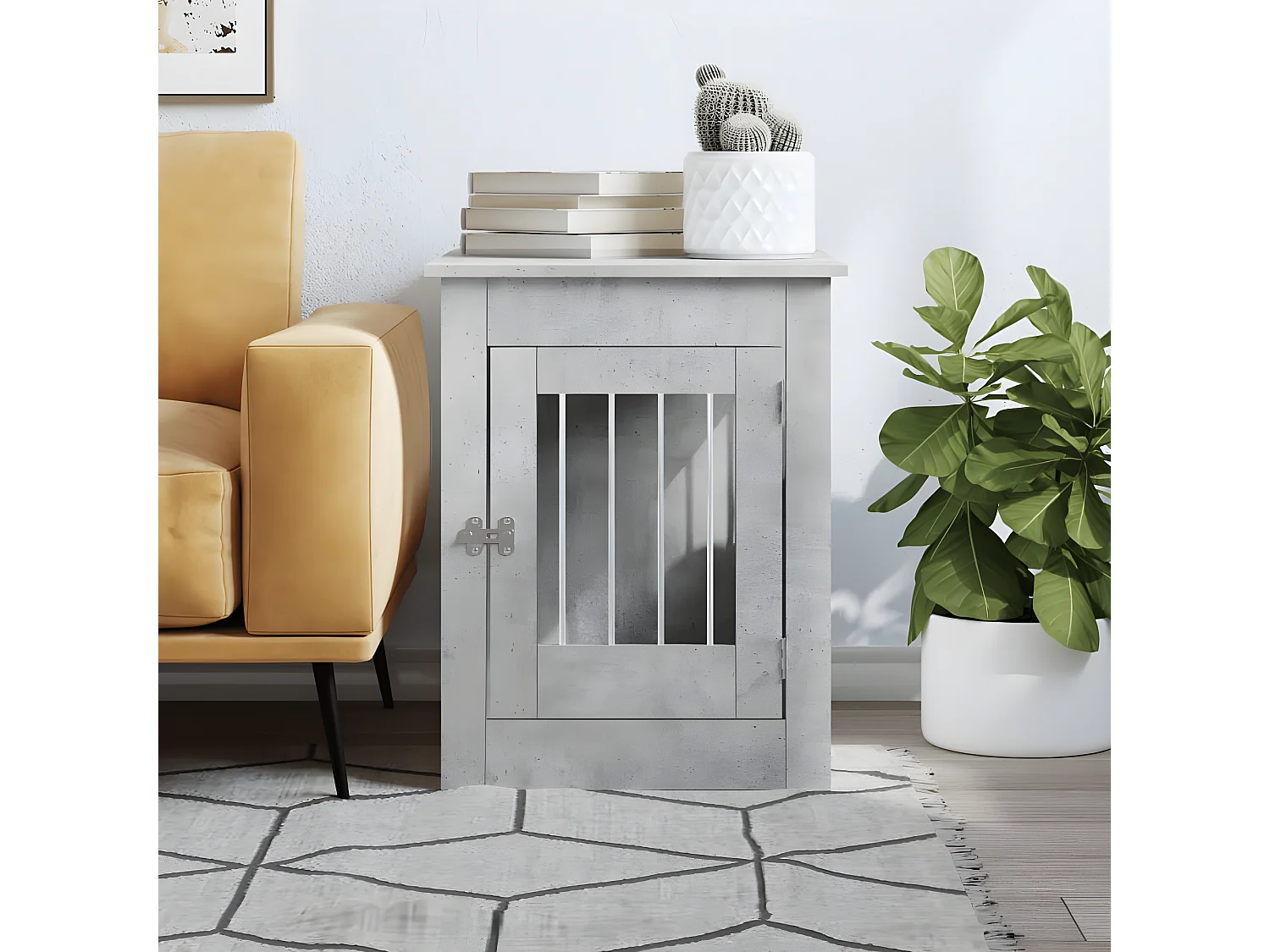 Meuble de cage pour chiens gris béton 55x80x68 cm RG3Q55609