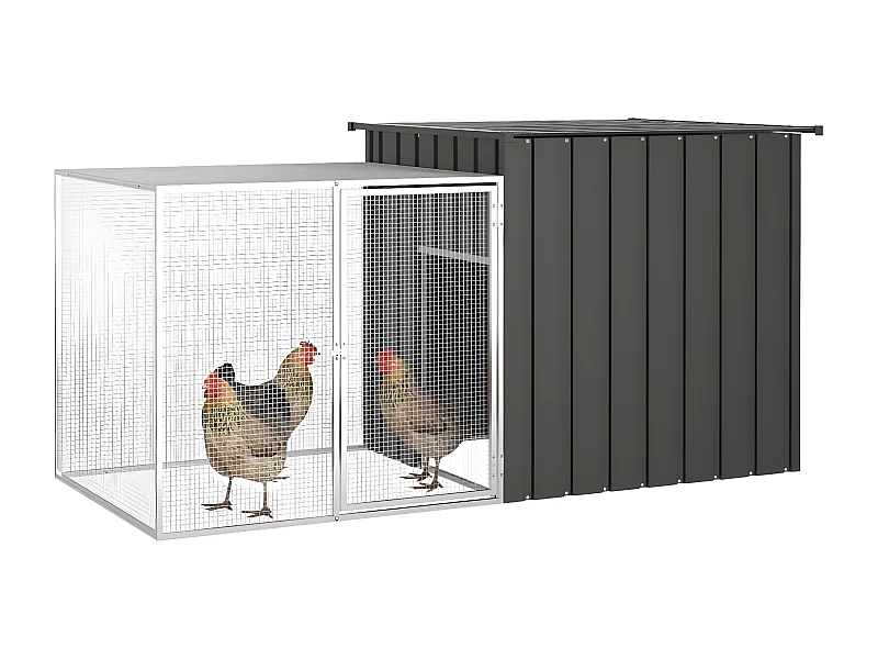 Jaula de gallinas acero galvanizado antracita 200x91x100 cm ES757479