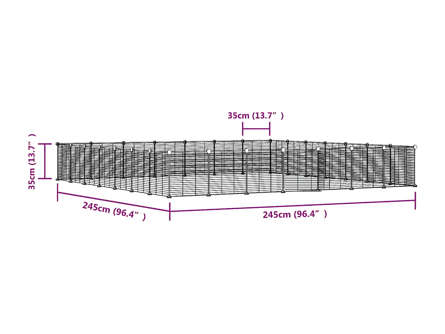 Cage animaux de compagnie à 28 panneaux et porte Noir 35x35 cm RG3Q88453