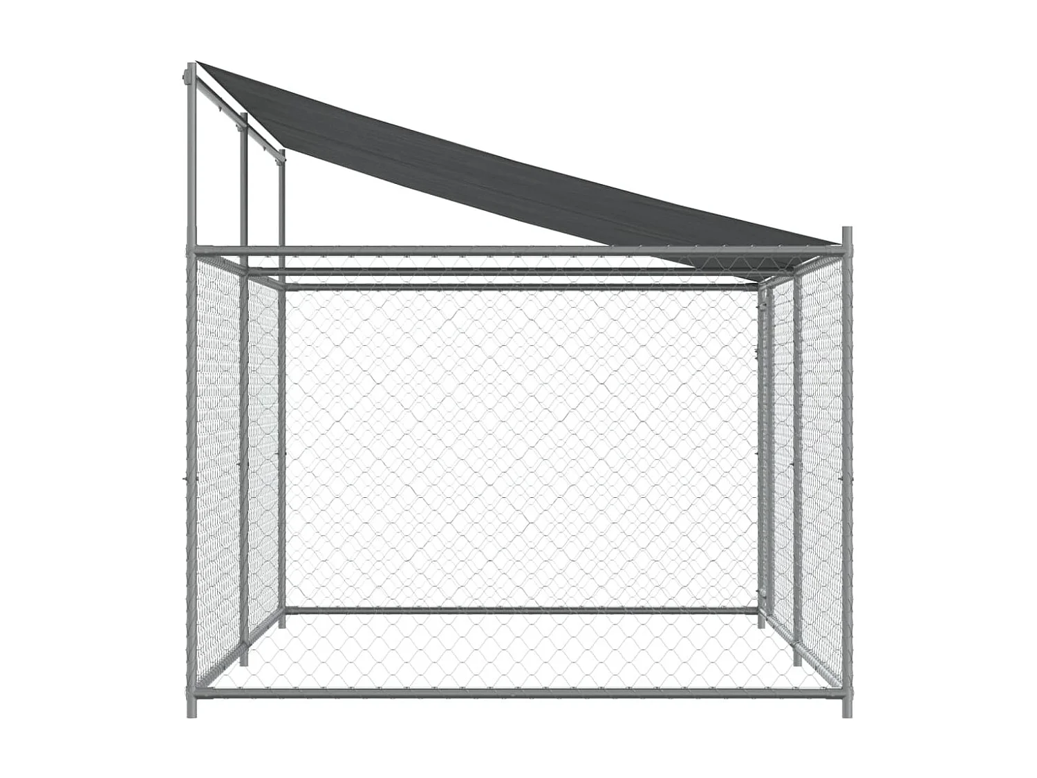 Jaula para cão com telhado/porta 4x2x2 m aço galvanizado cinza PT630919