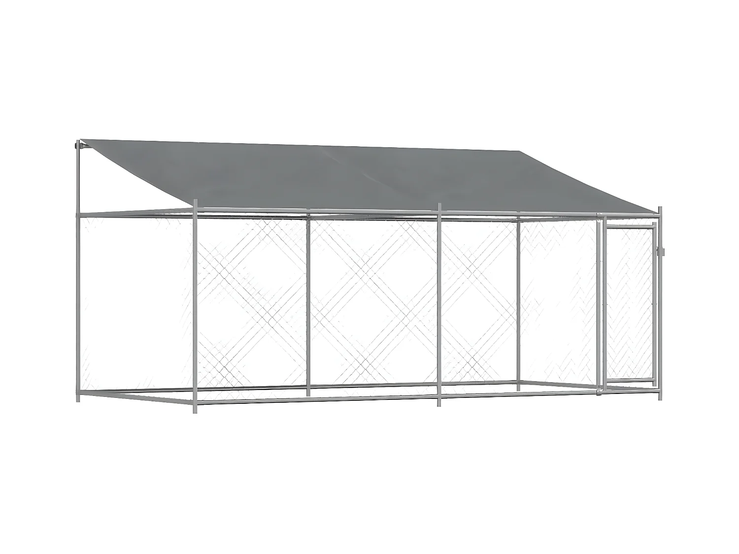 Cage pour chien avec toit et porte gris 4x2x2 m acier galvanisé RG3Q32979