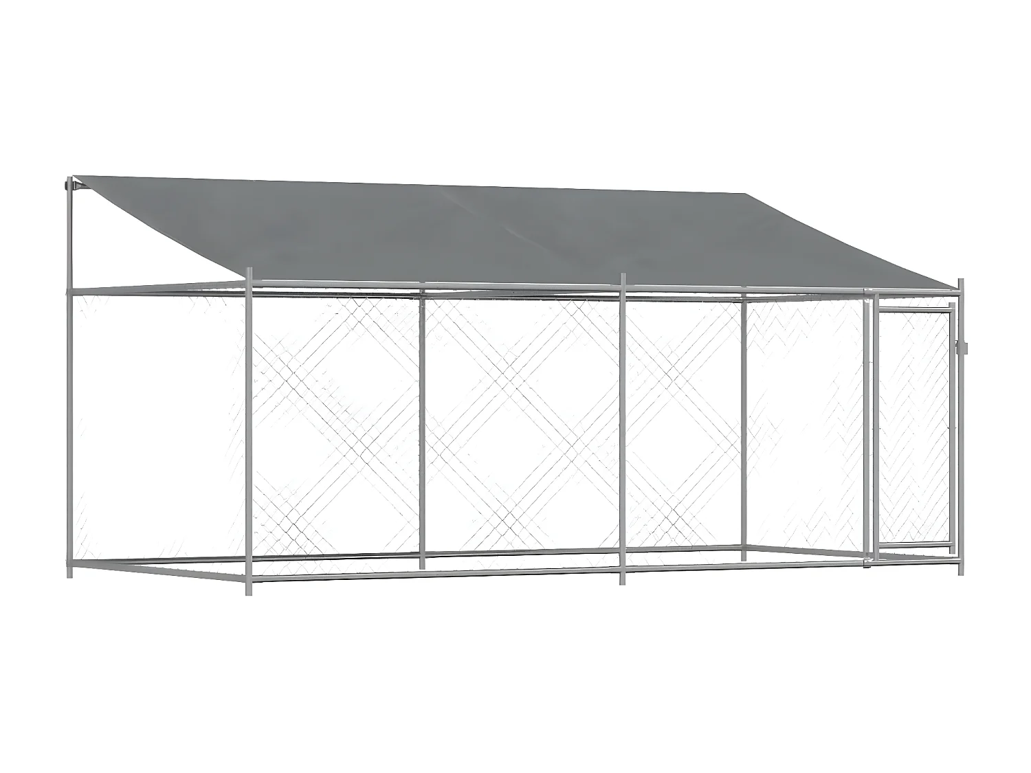 Jaula para cão com telhado/porta 4x2x2 m aço galvanizado cinza PT630919