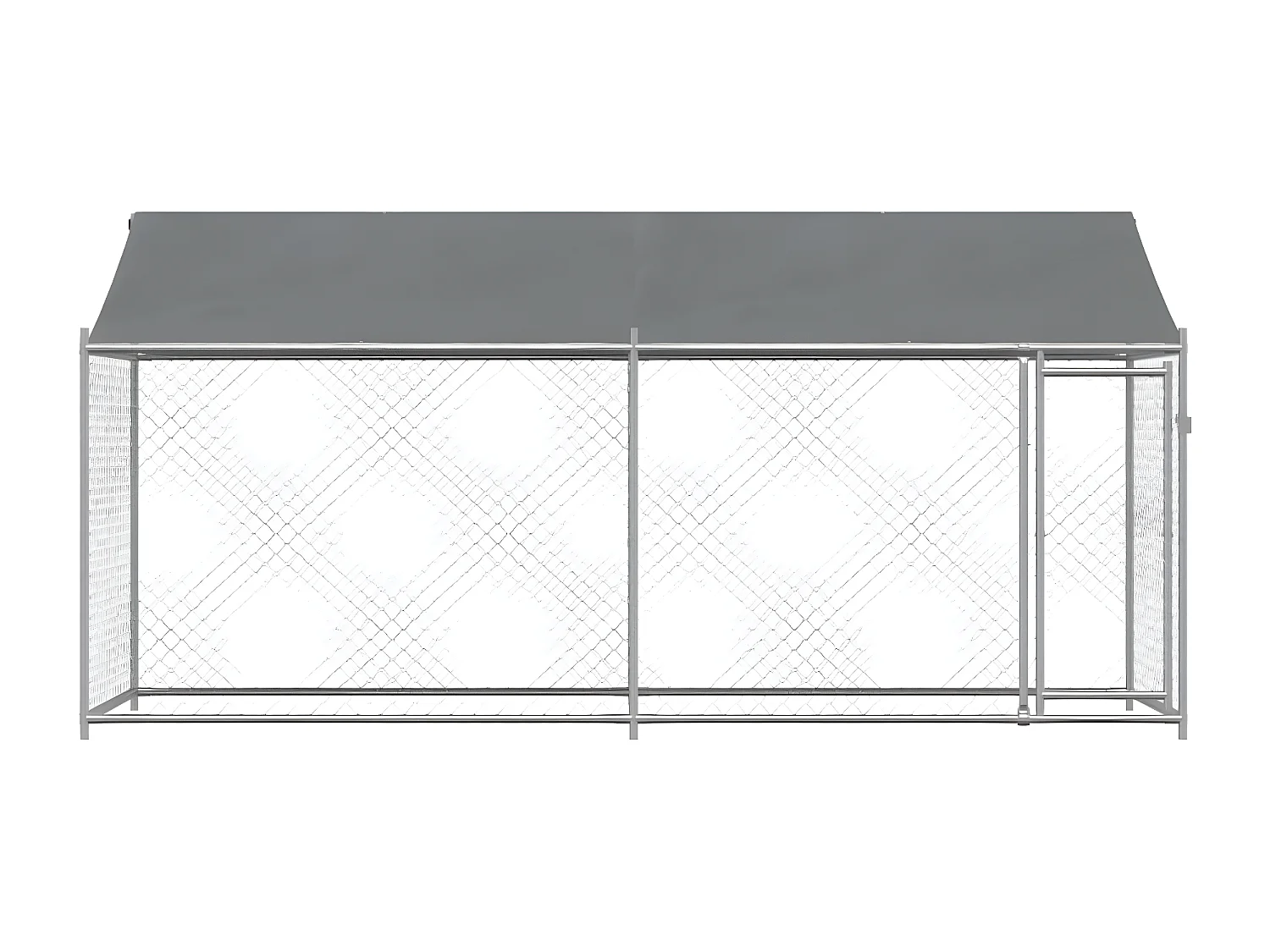 Jaula para cão com telhado/porta 4x2x2 m aço galvanizado cinza PT630919
