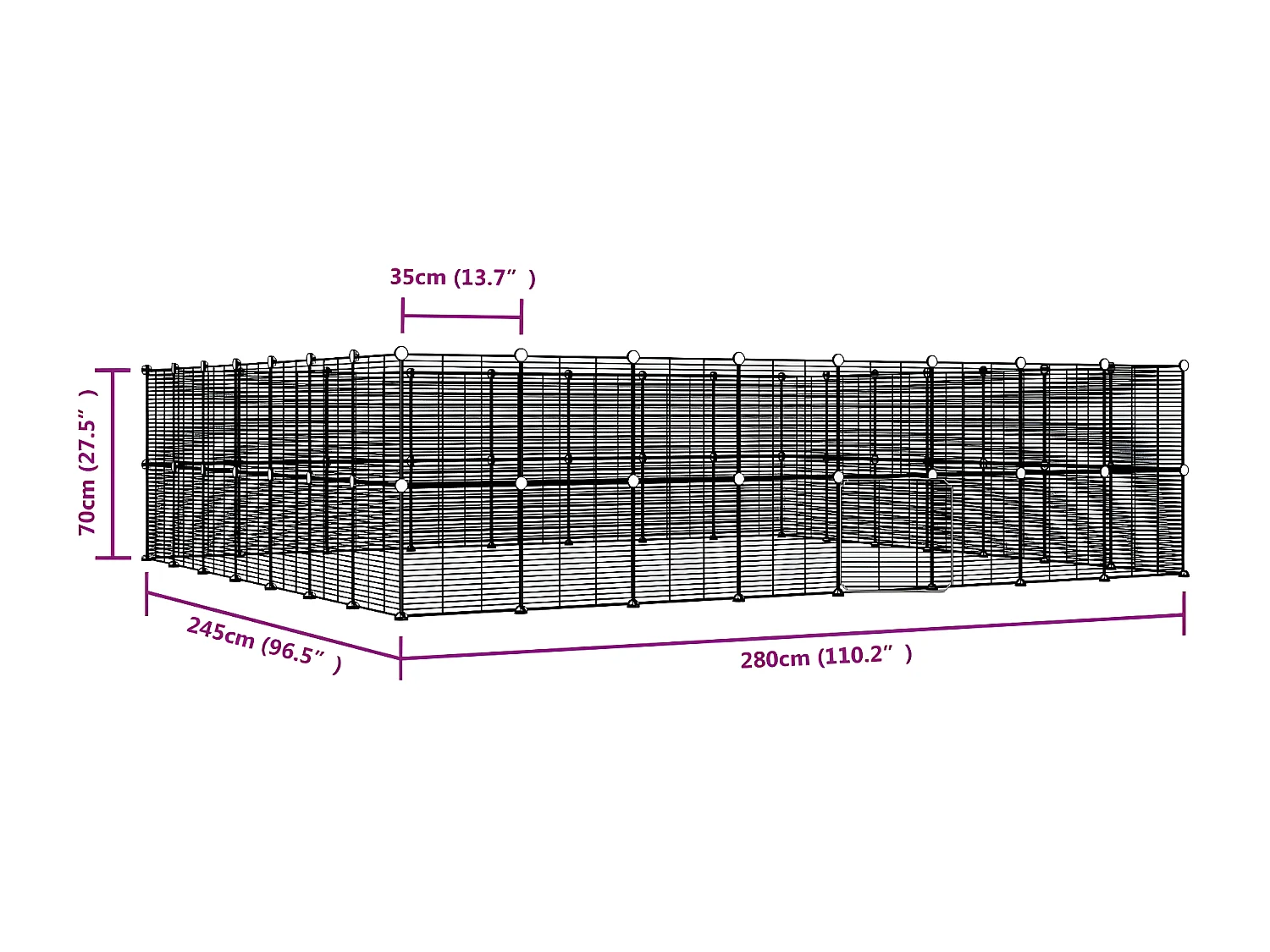 Jaula para mascotas de 60 paneles puerta acero negro 35x35 cm ES593454