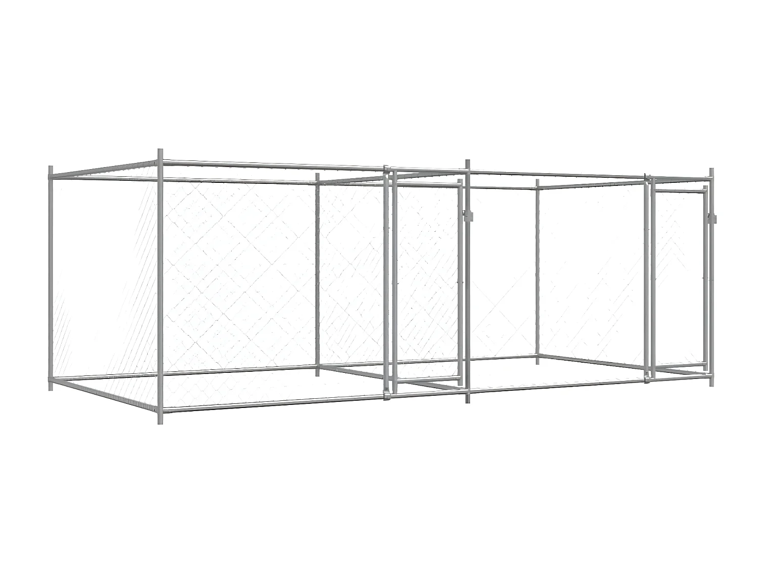 Jaula para cão com portas 4x2x1,5 m aço galvanizado cinzento PT984172