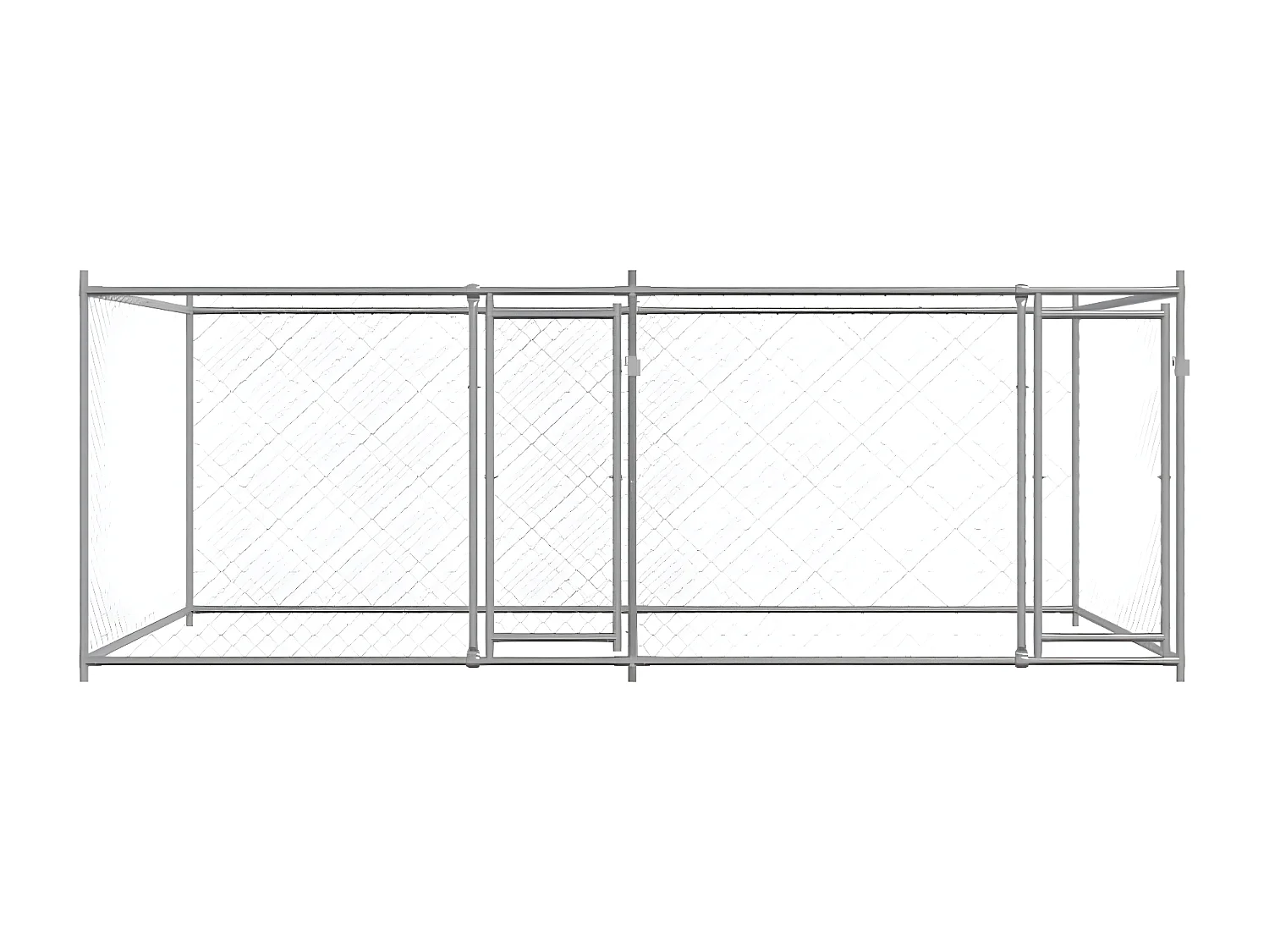 Jaula para cão com portas 4x2x1,5 m aço galvanizado cinzento PT984172