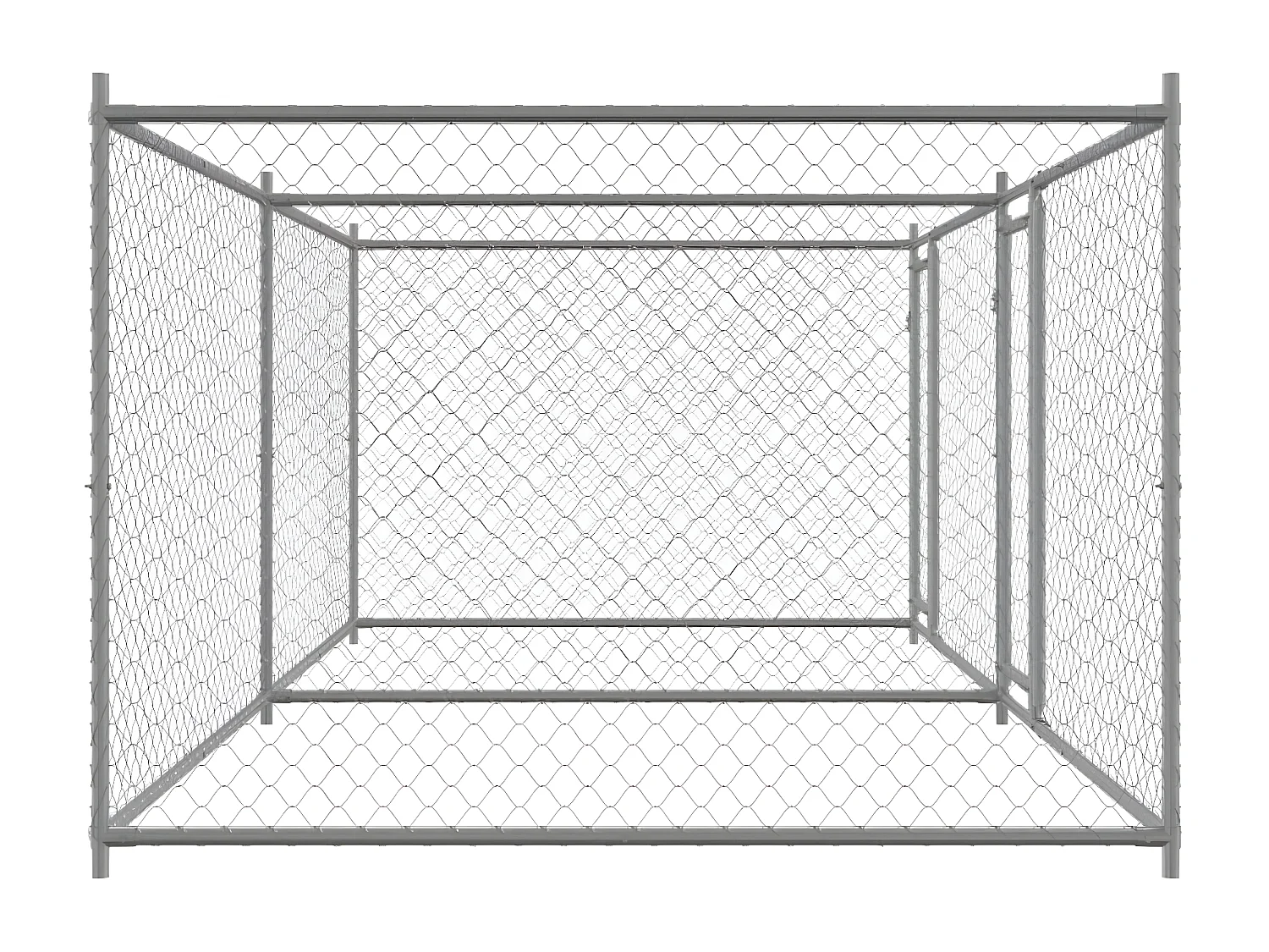 Jaula para cão com portas 4x2x1,5 m aço galvanizado cinzento PT984172