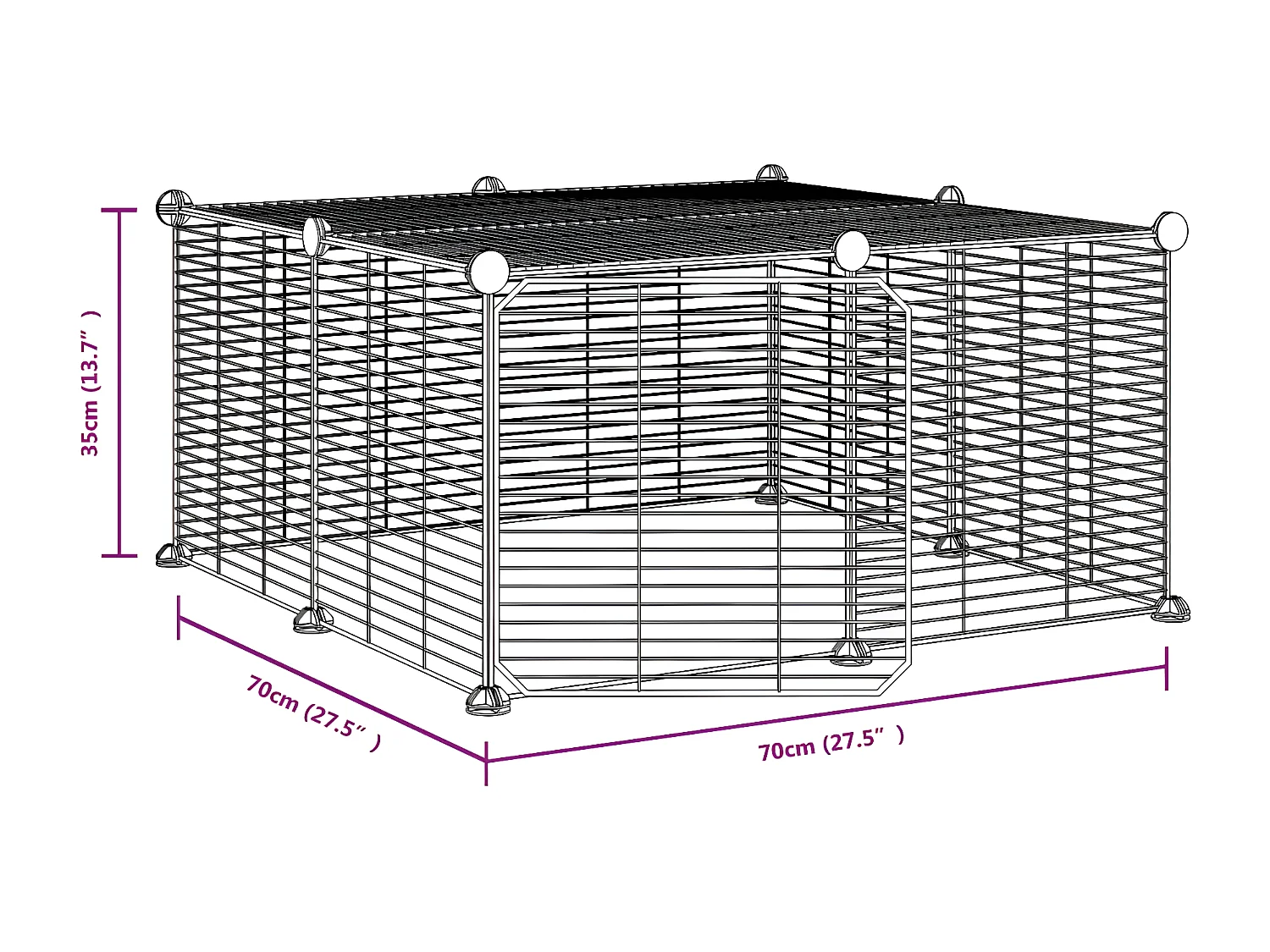 Cage animaux de compagnie à 12 panneaux et porte Noir 35x35 cm RG3Q99550