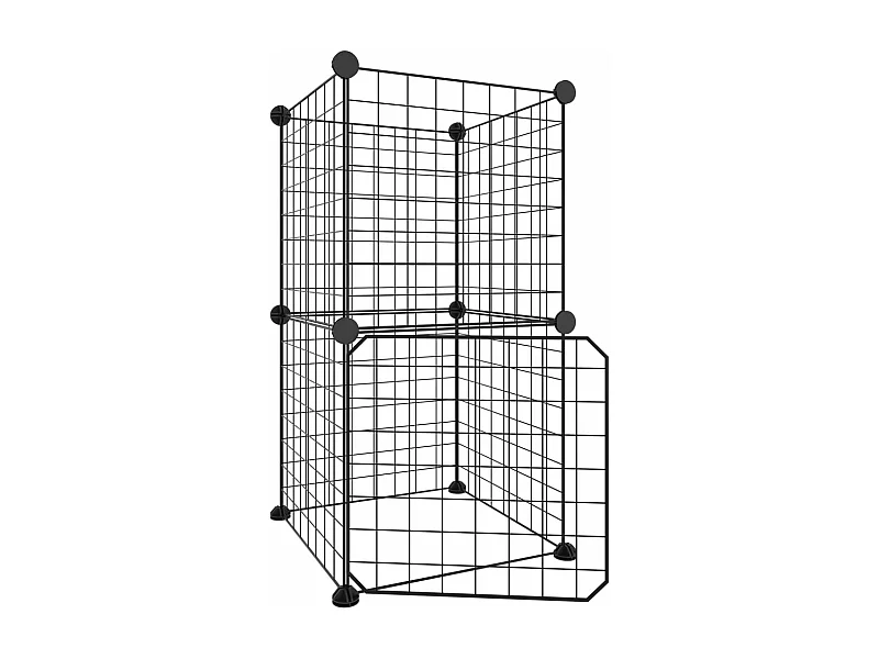 Gaiola p/ animais de 8 painéis c/ porta 35x35 cm aço preto PT682290