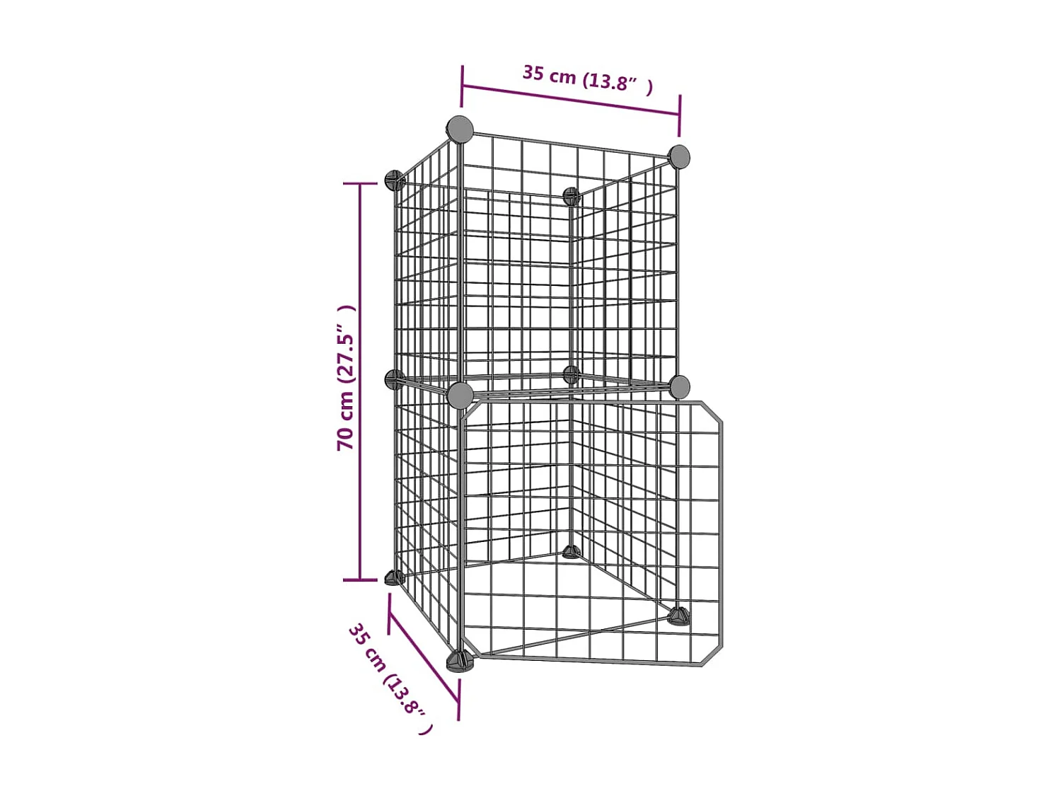 Cage animaux de compagnie à 8 panneaux et porte Noir 35x35 cm RG3Q85139