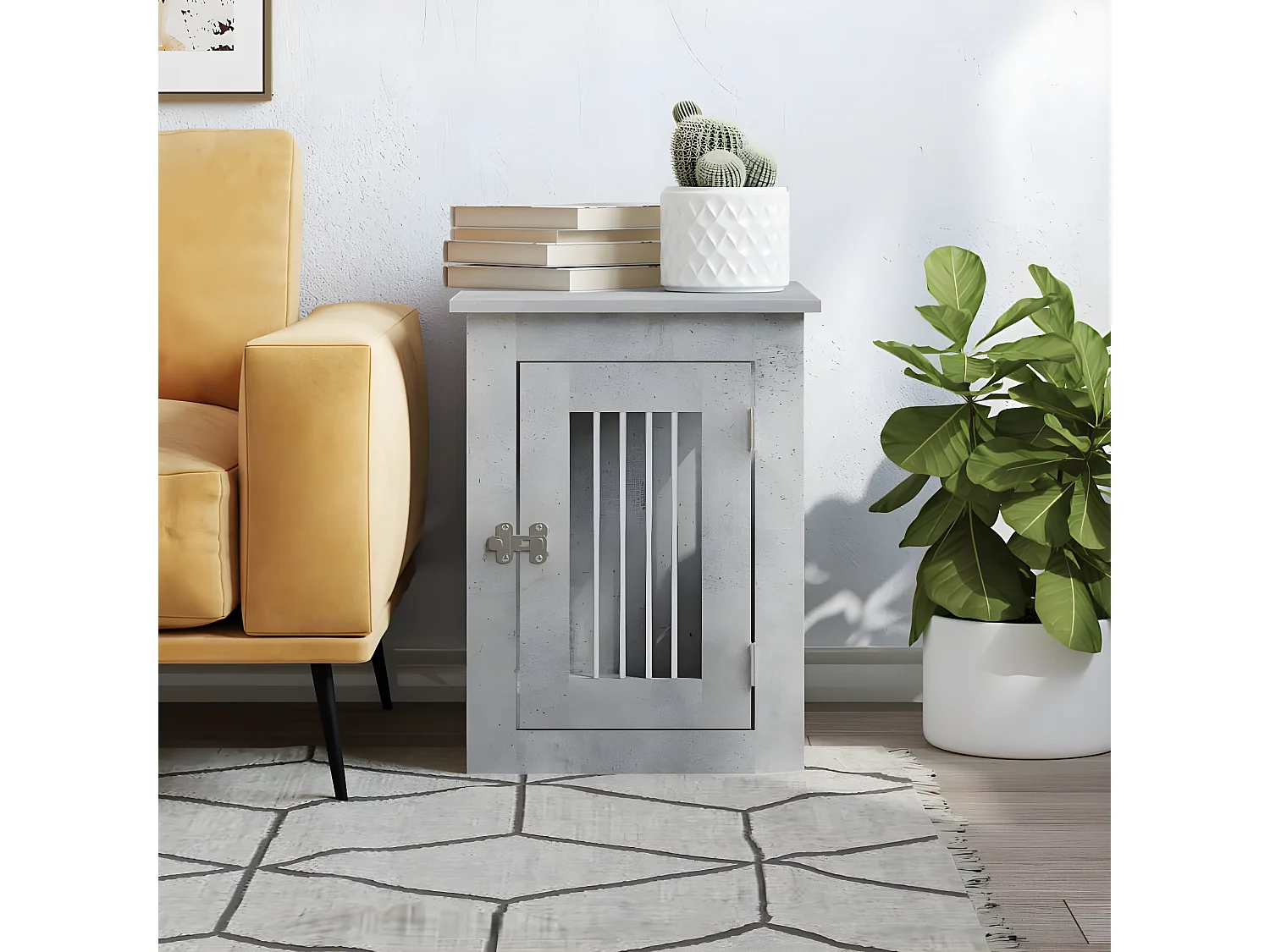 Meuble de cage pour chiens gris béton 45x62x59 cm RG3Q92555