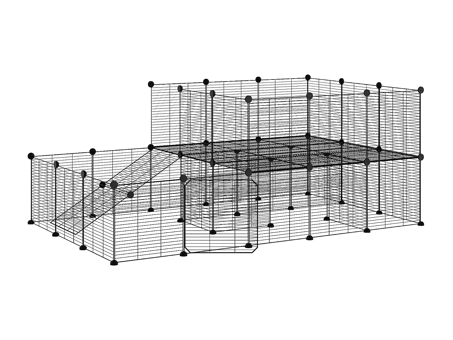 Cage animaux de compagnie à 44 panneaux et porte Noir 35x35 cm RG3Q69605