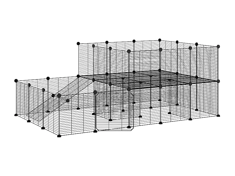 Cage animaux de compagnie à 44 panneaux et porte Noir 35x35 cm RG3Q69605
