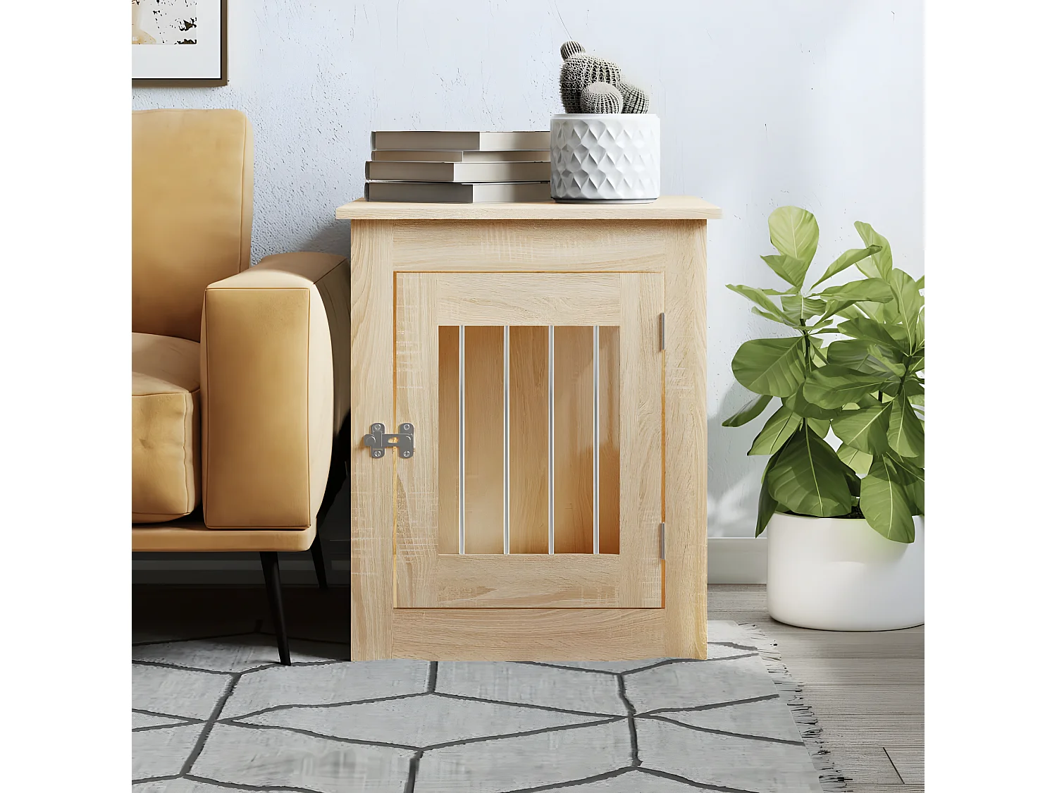 Meuble de cage pour chiens chêne sonoma 55x75x65 cm RG3Q98811