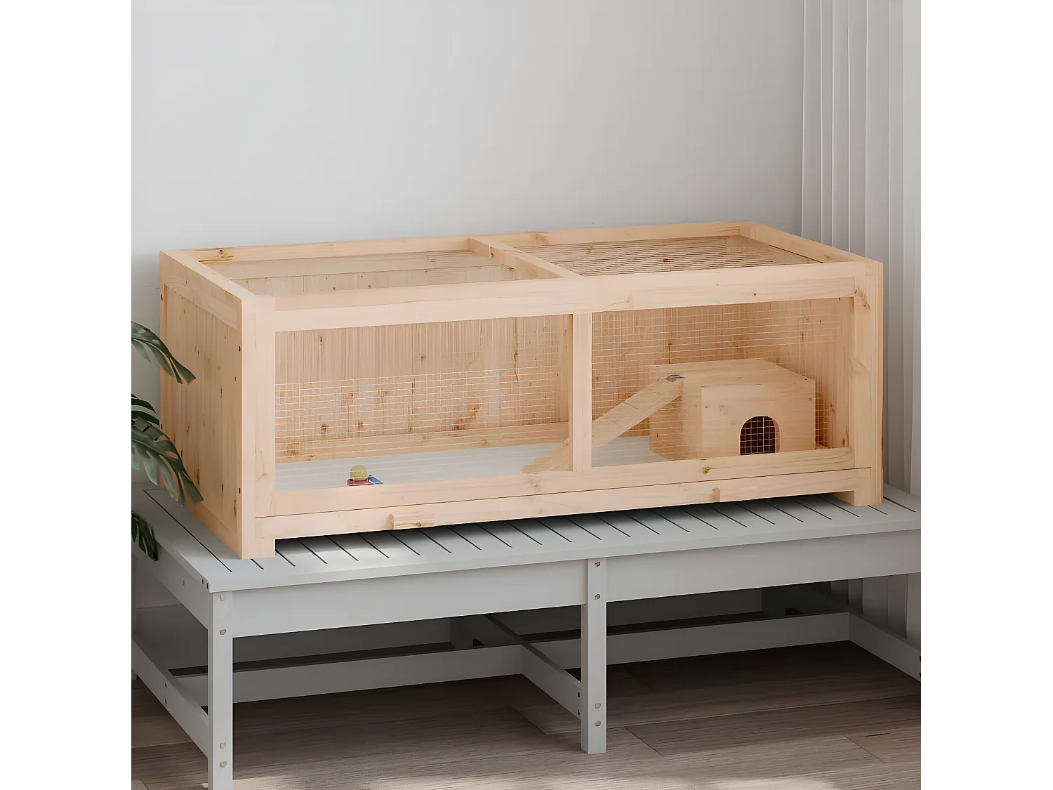 Jaula para hámster madera maciza abeto 104x52x38 cm ES812804