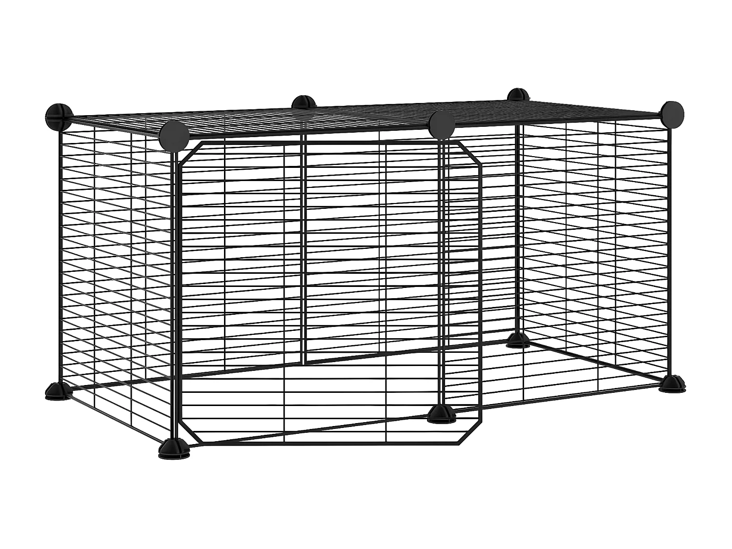 Jaula para mascotas de 8 paneles con puerta acero negro 35x35cm ES401759