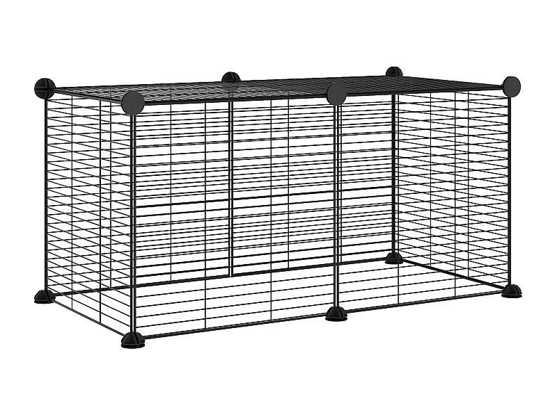 Gaiola p/ animais de estimação com 8 painéis 35x35 cm aço preto PT252053