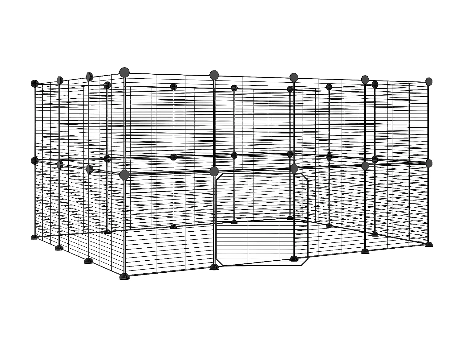 Gaiola p/ animais de 28 painéis c/ porta 35x35 cm aço preto PT915818