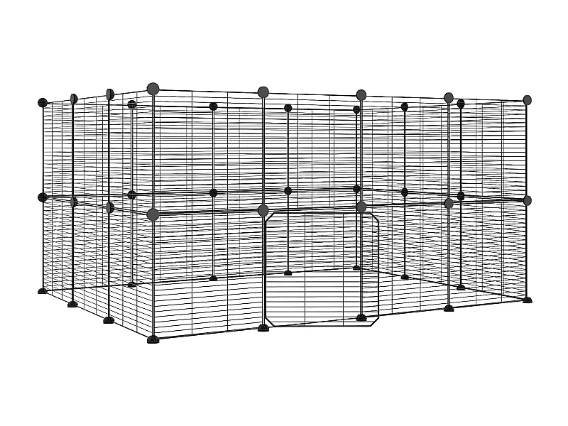 Jaula para mascotas de 28 paneles puerta acero negro 35x35 cm ES232910