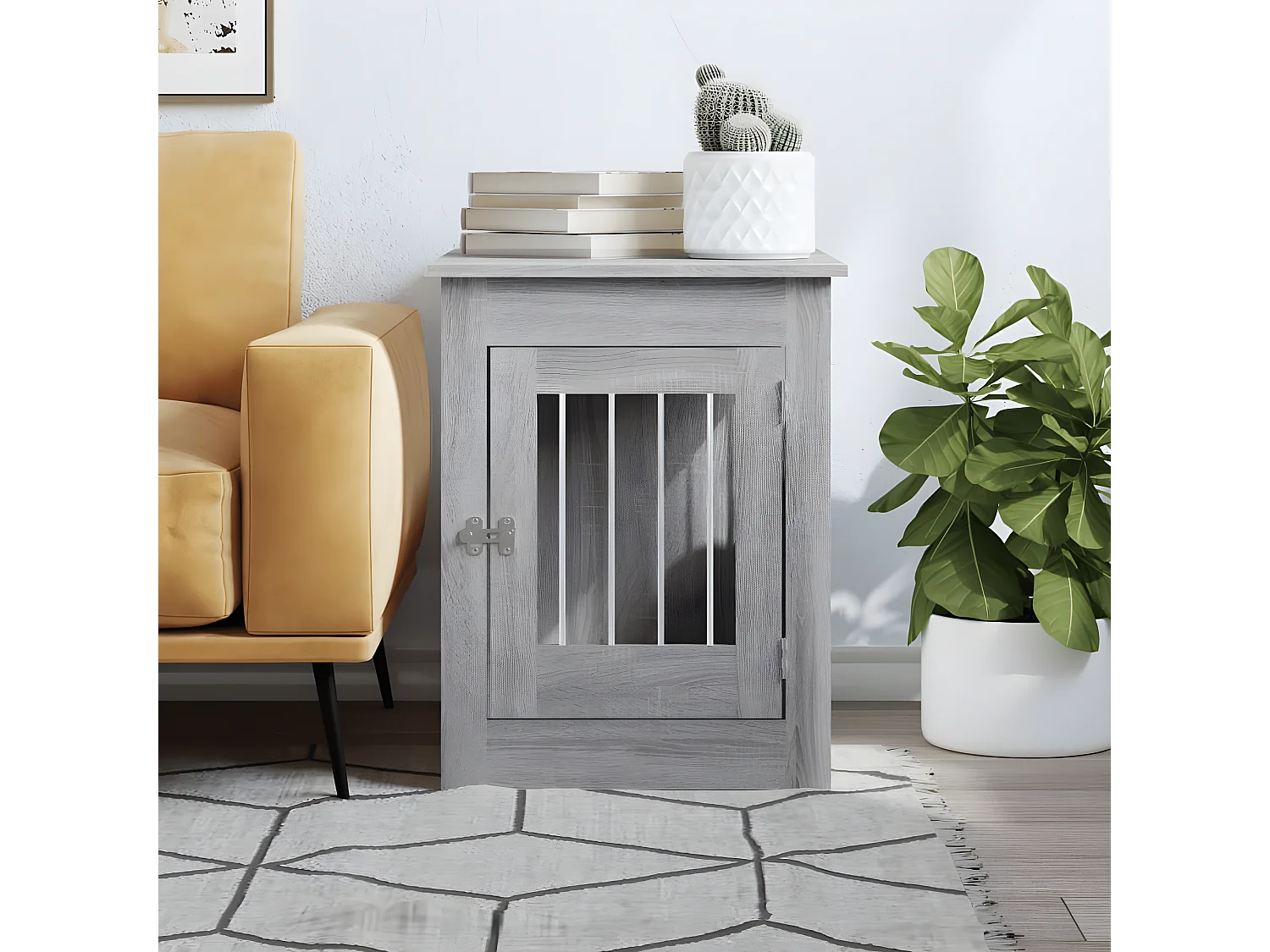 Móvel casota para cão 55x80x68 derivados madeira cinza sonoma PT235126