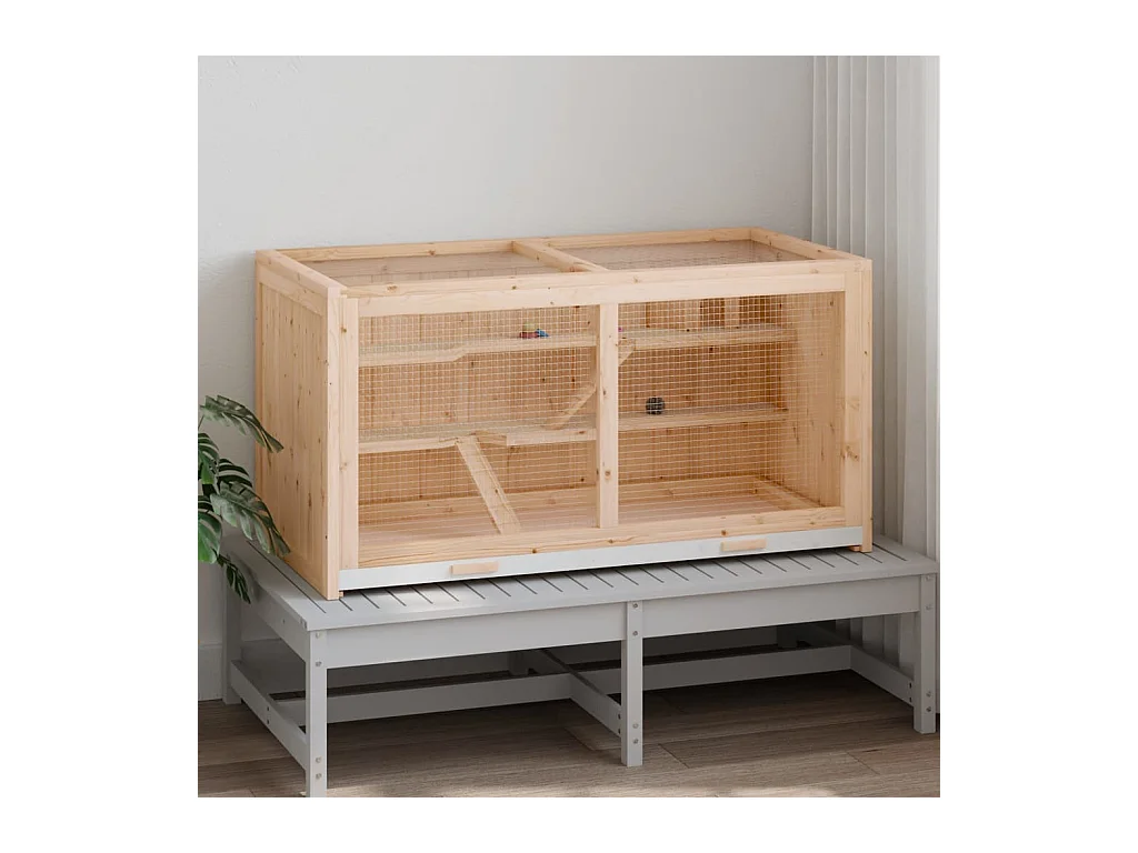 Jaula para hámster madera maciza abeto 104x52x54 cm ES109601