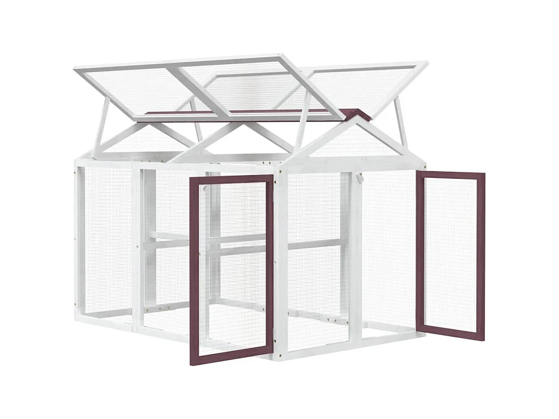 Enclos animaux moka 141x94x104 cm bois massif de pin RG3Q85086